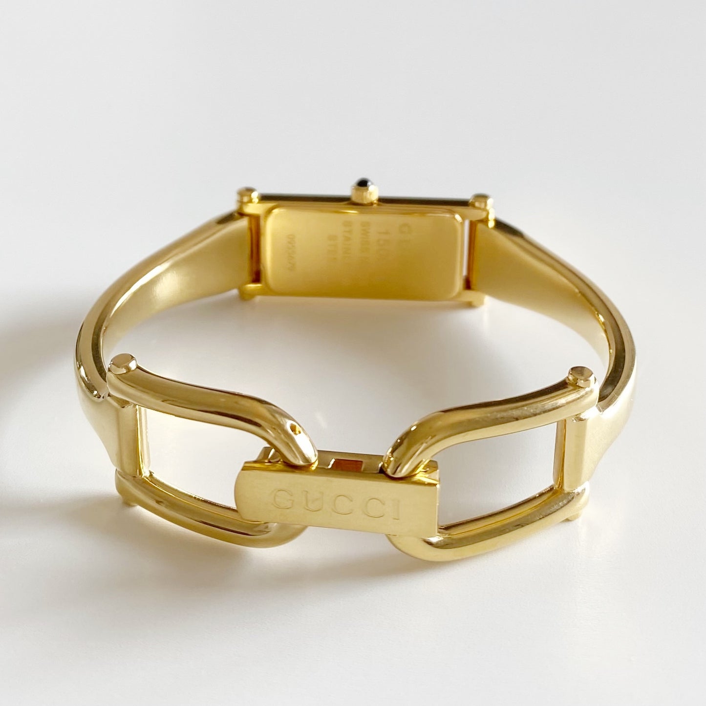 Gucci 1990s Gold Dial Gold Plated Bangle Watch (Small)