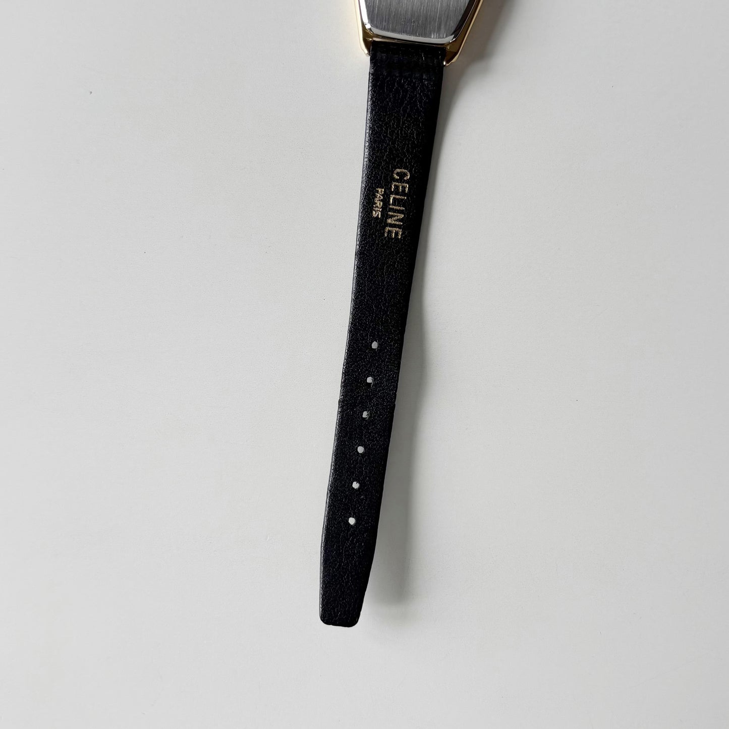 Celine 1980s Black Dial Gold Plated Watch
