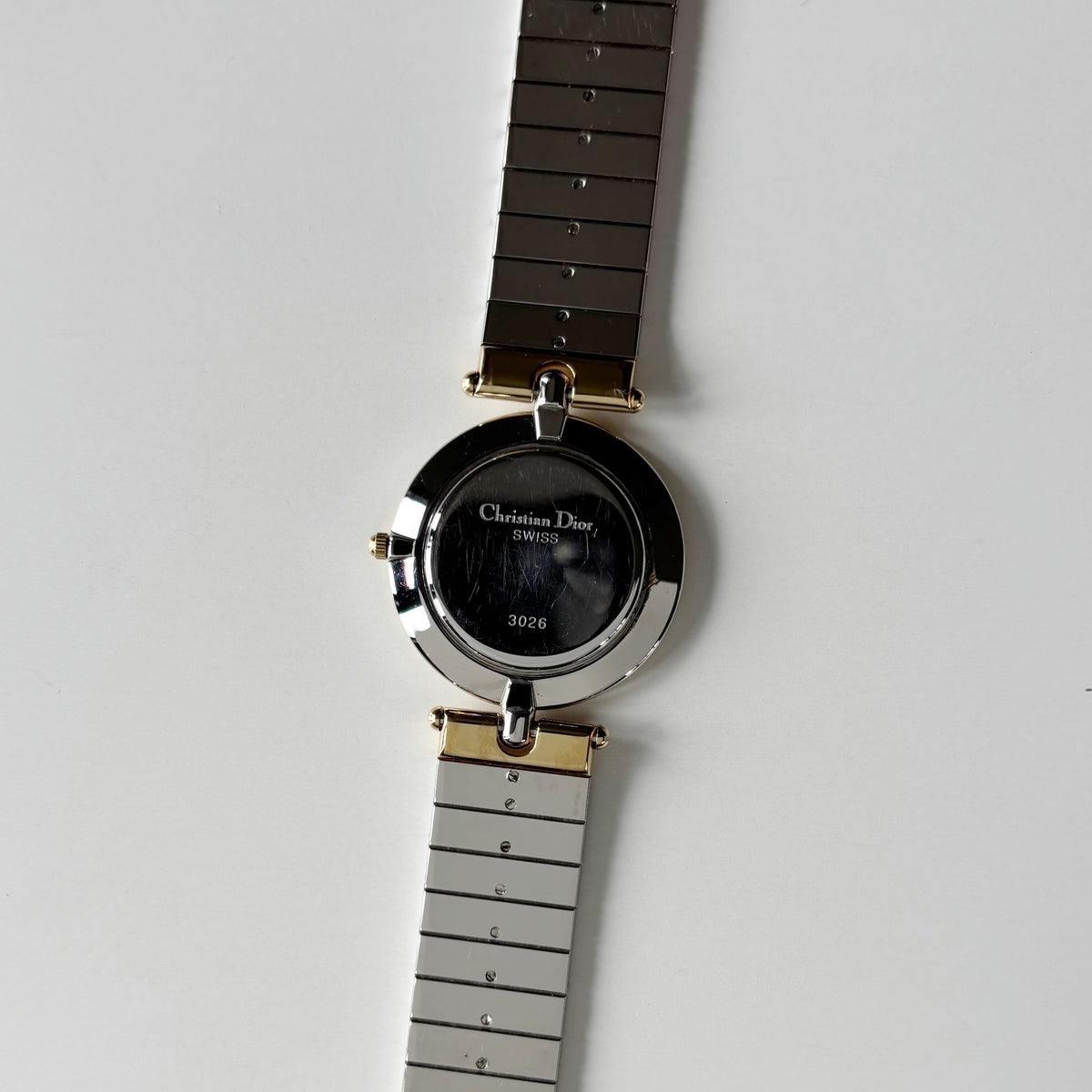 Dior 1990s Black Round Dial Two Tone Gold Plated Watch (Large)