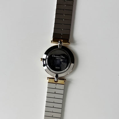 Dior 1990s Black Round Dial Two Tone Gold Plated Watch (Large)