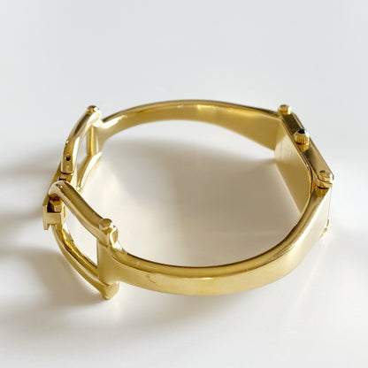Gucci 1990s Seashell Dial Gold Plated Bangle Watch
