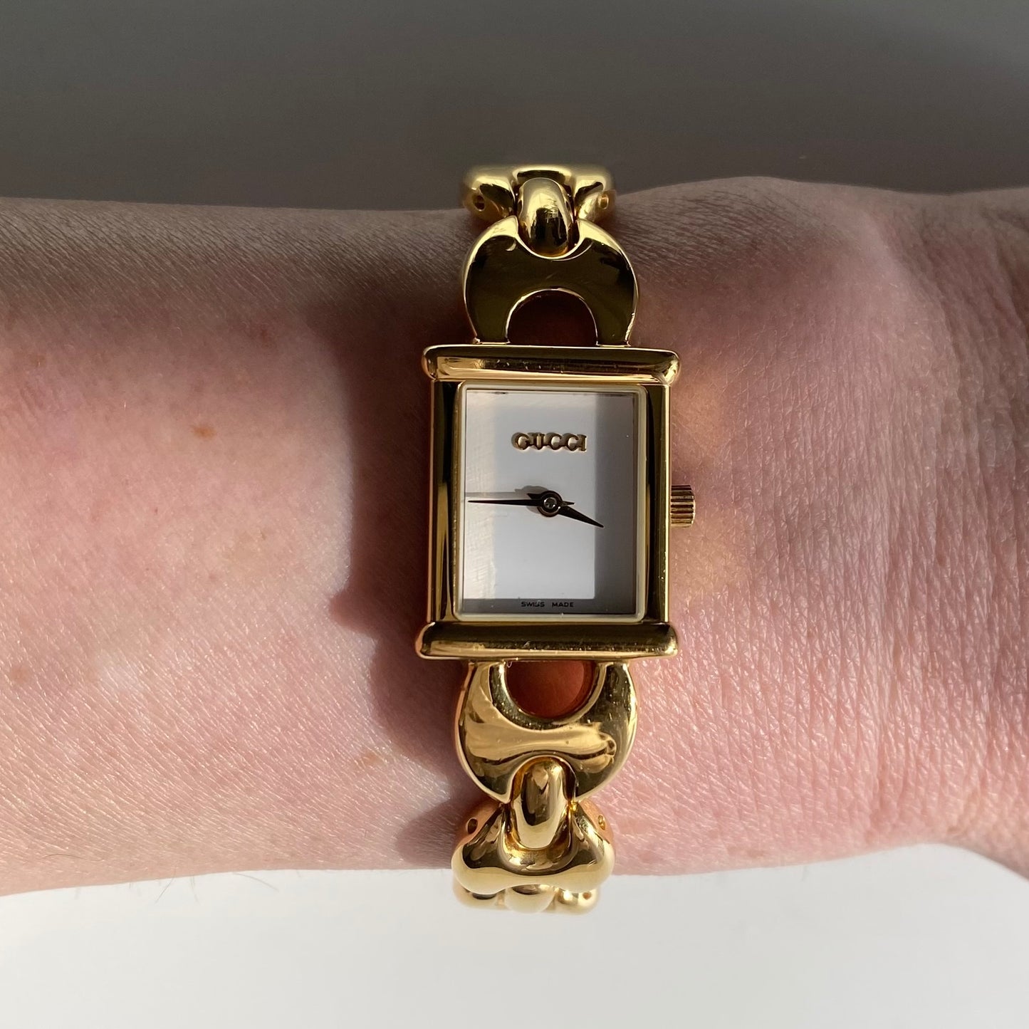 Gucci 1990s Interchangeable Belt Gold Plated Watch with 3 strap, case