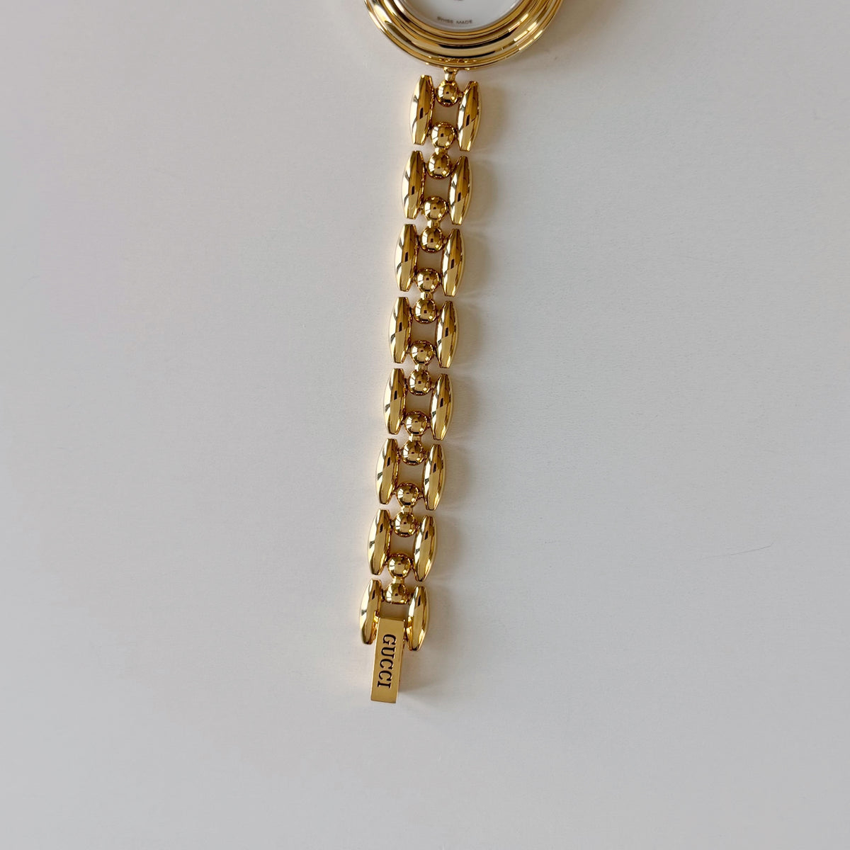 Gucci 1990s Interchangeable Bezel Gold Plated Rice Chain Watch with 6 bezels, case (160mm)
