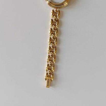 Gucci 1990s Interchangeable Bezel Gold Plated Rice Chain Watch with 6 bezels, case (160mm)
