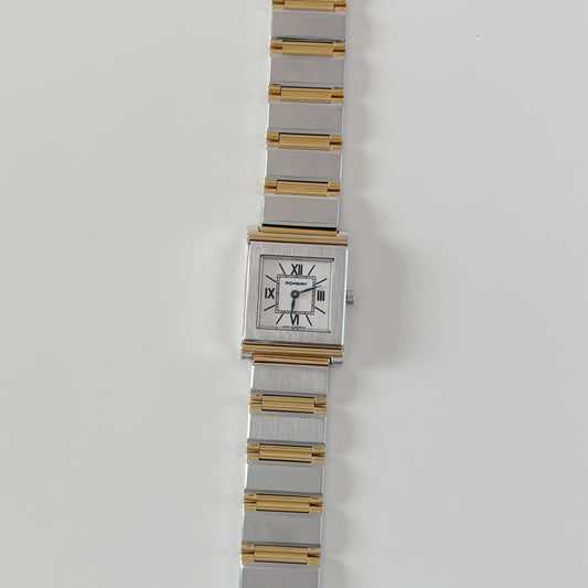 Yves Saint Laurent Square Dial Gold Plated Two Tone Watch