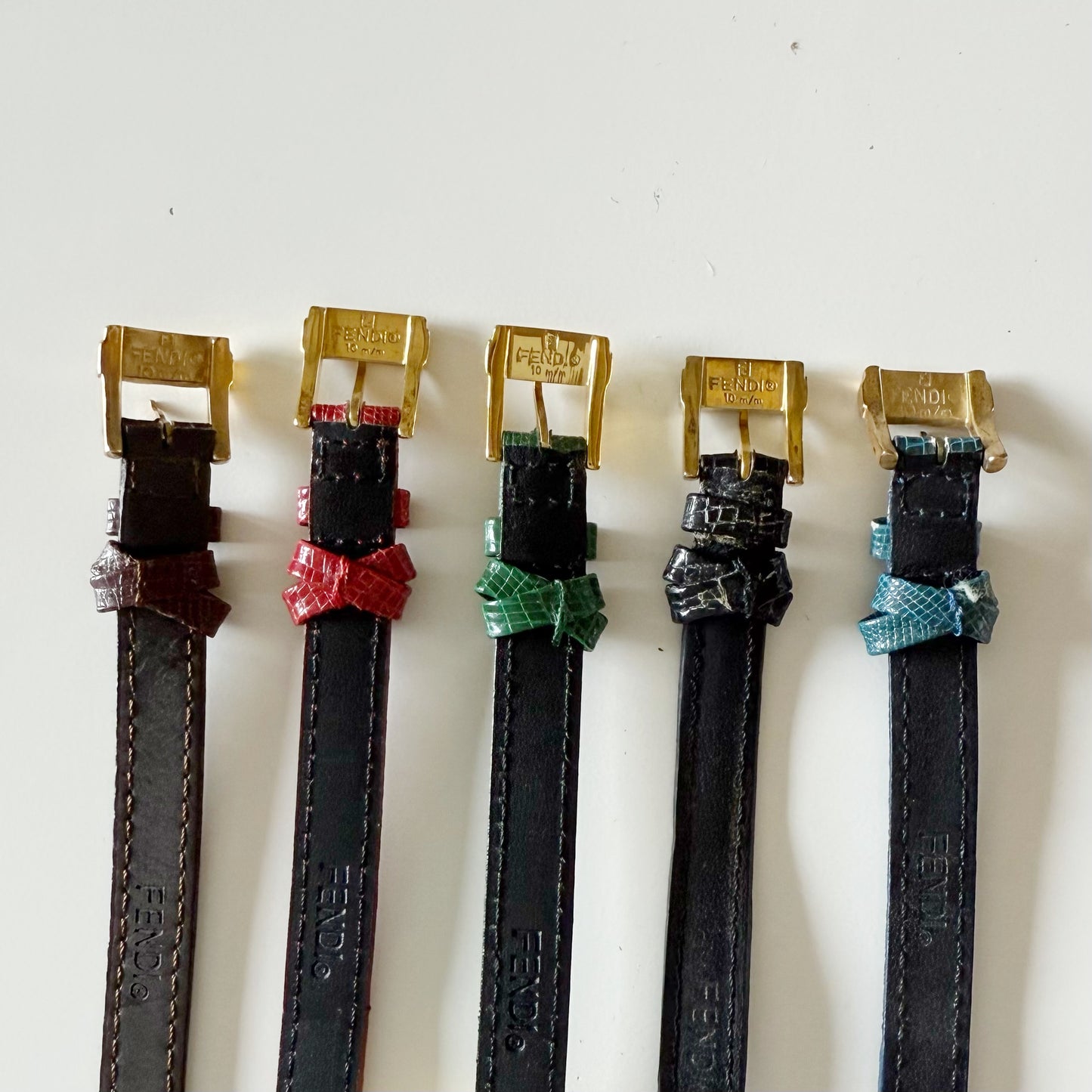 Fendi 1990s Interchangeable Belt Gold Plated Watch with 5 straps, case