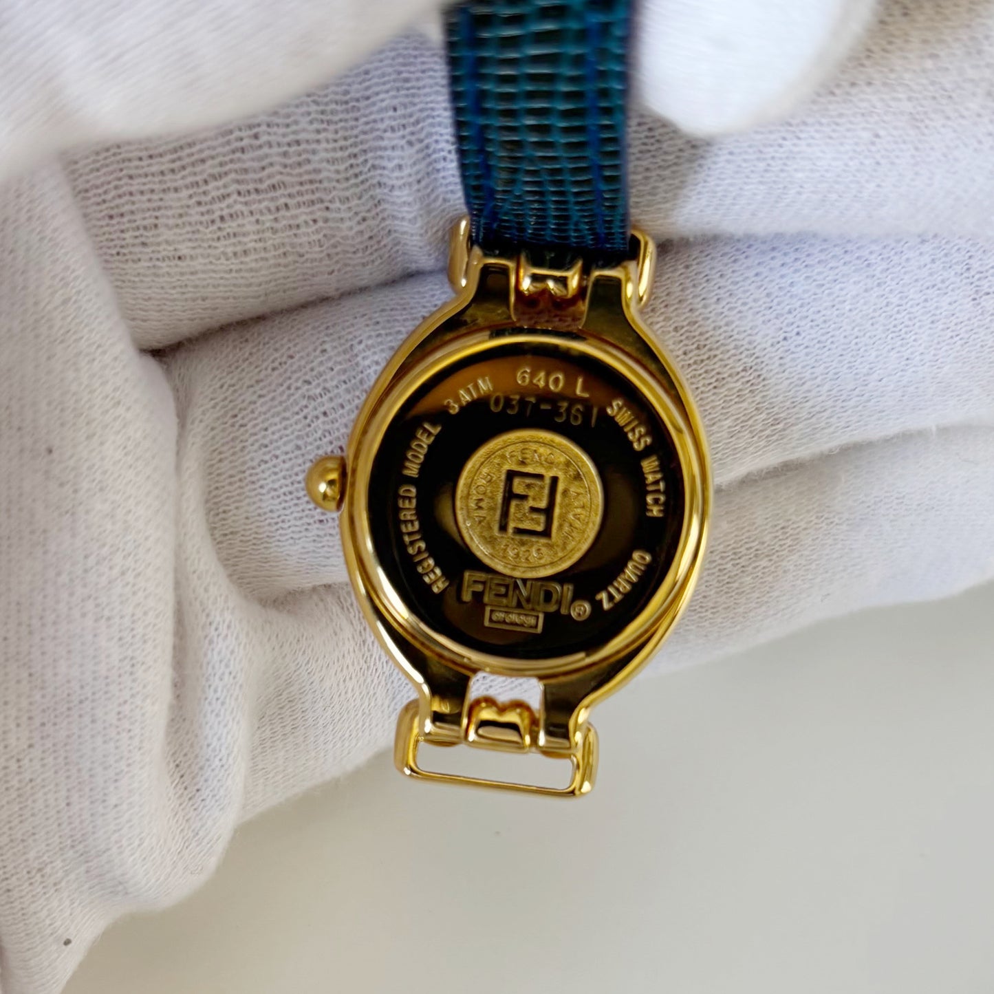 Fendi 1990s Interchangeable Strap Gold Plated Watch with 5 straps, case