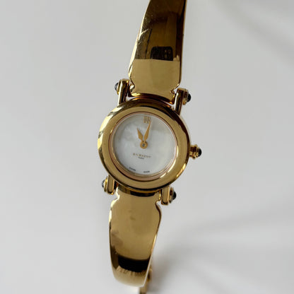 Givenchy 1990s Seashell Dial Gold Plated Bangle Watch