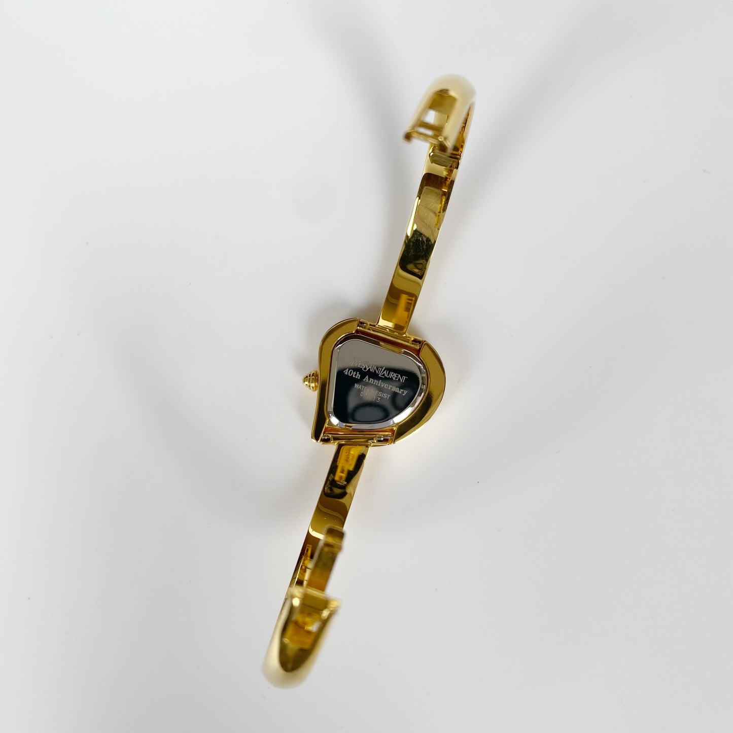 Yves Saint Laurent 1990s Heart Shaped Gold Plated Bangle Watch