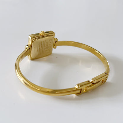 Gucci 1990s Square Gold Plated Bangle Watch