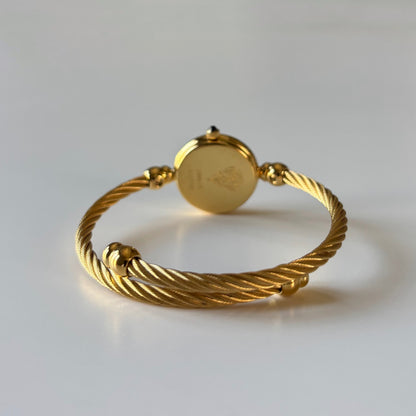 Gucci 1990s Seashell Dial Gold Plated Cable Bangle Watch