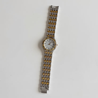 Dior 1990s Date Round Dial Gold Plated Two Tone Watch (Large)