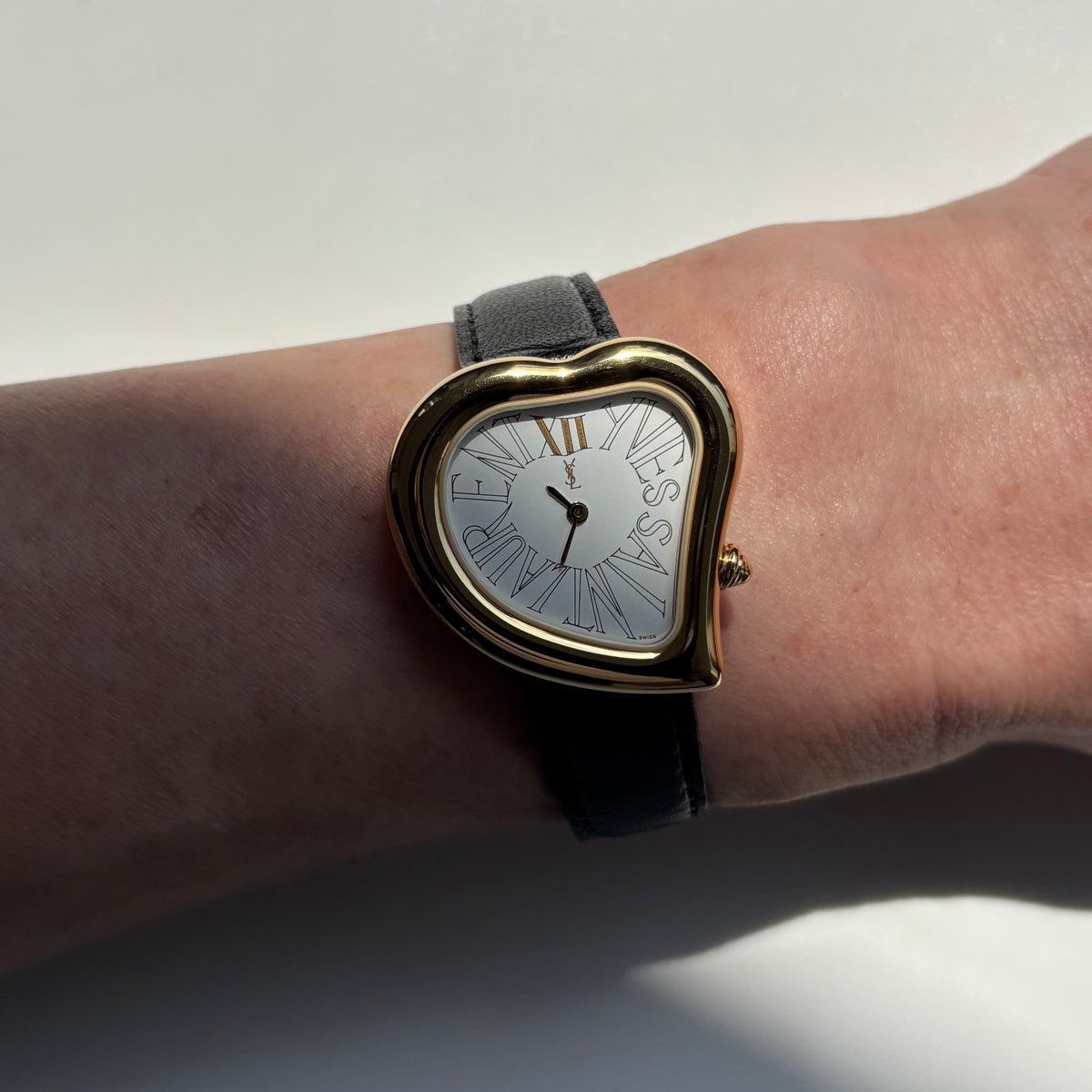 Yves Saint Laurent 1990s Heart Shaped Dial Gold Plated Watch