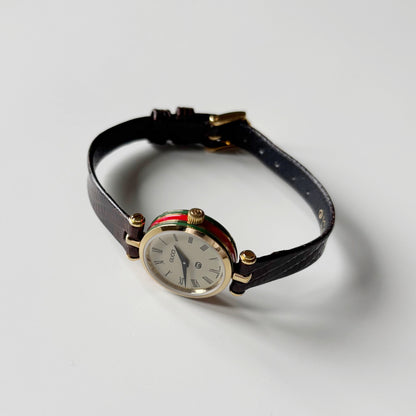 Gucci 1990s Sherry Round Dial Gold Plated Watch