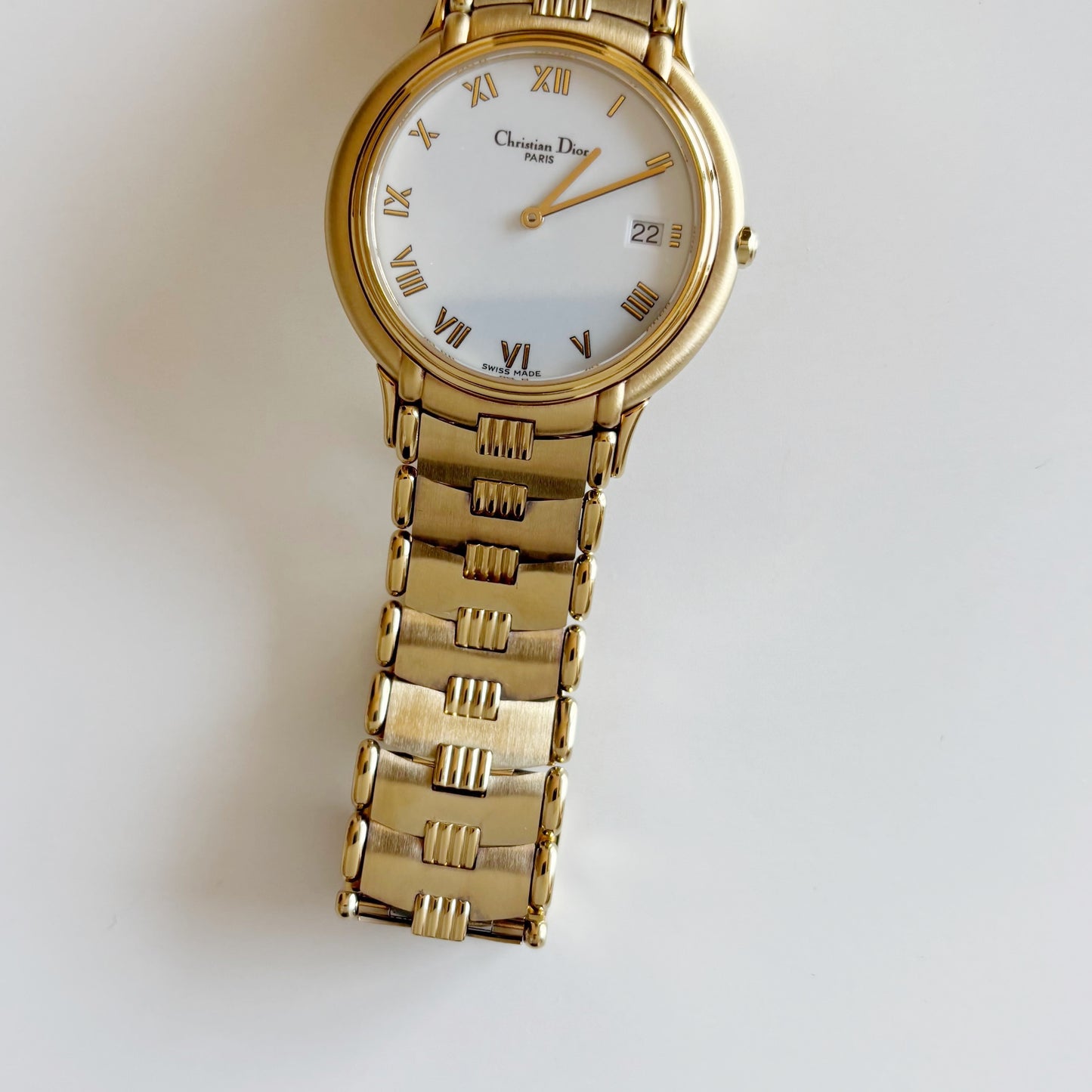 Dior 1990s Date Round Dial Gold Plated Watch (Large)