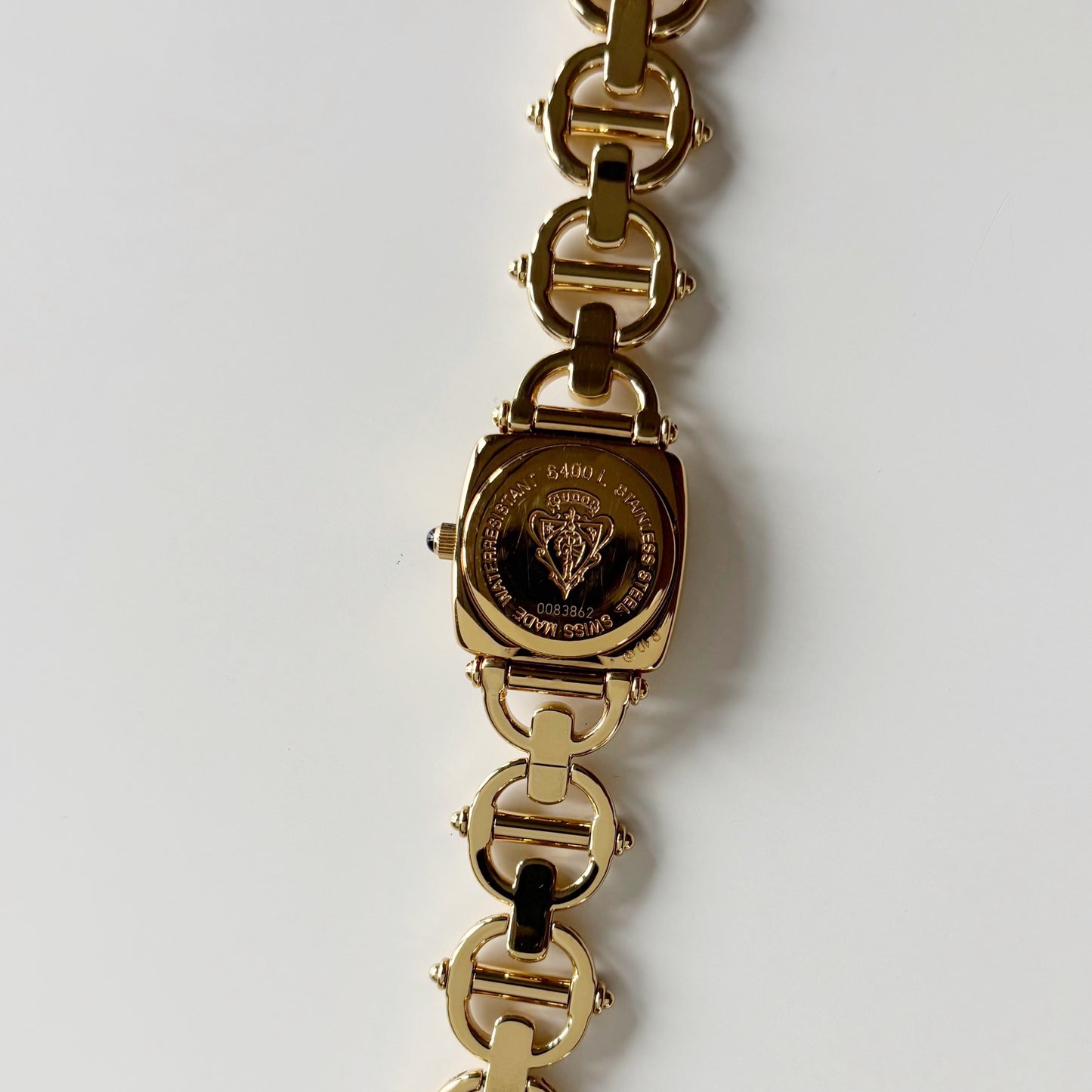 Gucci 1990s Seashell Dial Gold Plated Horsebit Watch