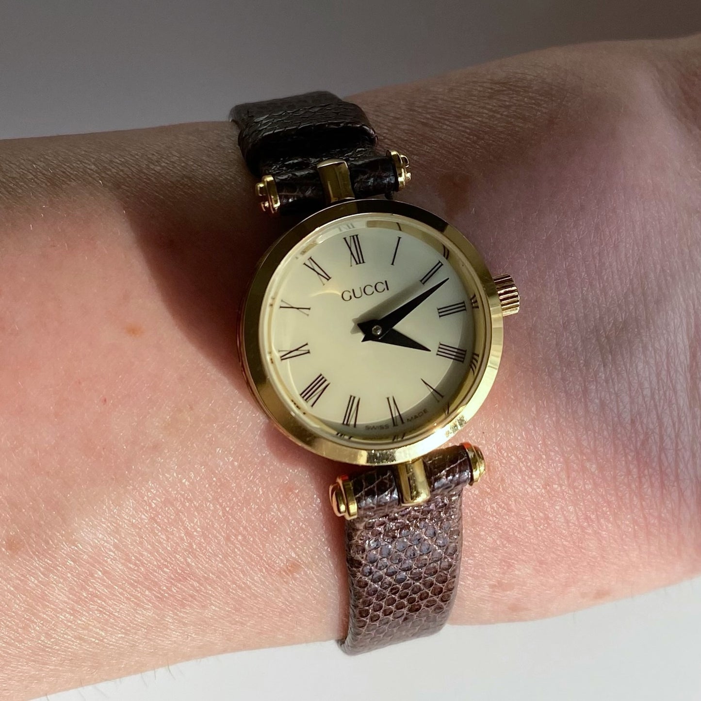 Gucci 1990s Gold Plated Round Watch