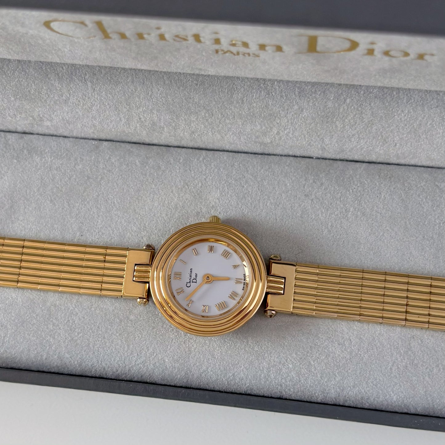 Dior 1990s Round Dial Gold Plated Watch
