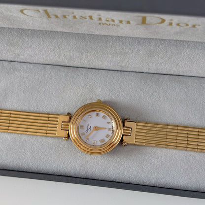 Dior 1990s Round Dial Gold Plated Watch