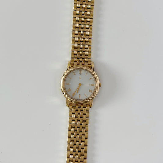 Yves Saint Laurent 1990s Round Dial Gold Plated Watch (Large)