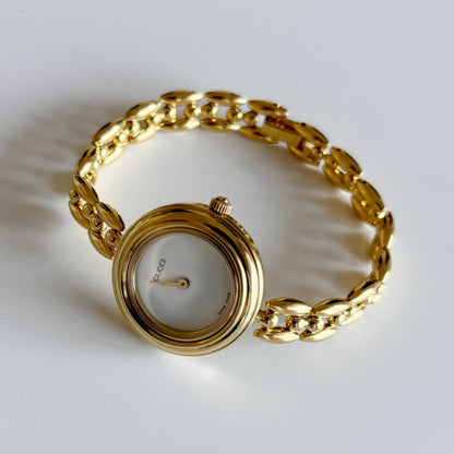 Gucci 1990s Interchangeable Bezel Gold Plated Watch with 6 bezels, case (160mm)
