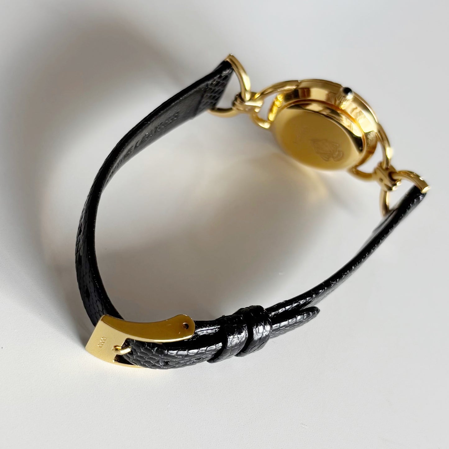 Gucci 1990s Seashell Dial Gold Plated Horsebit Watch