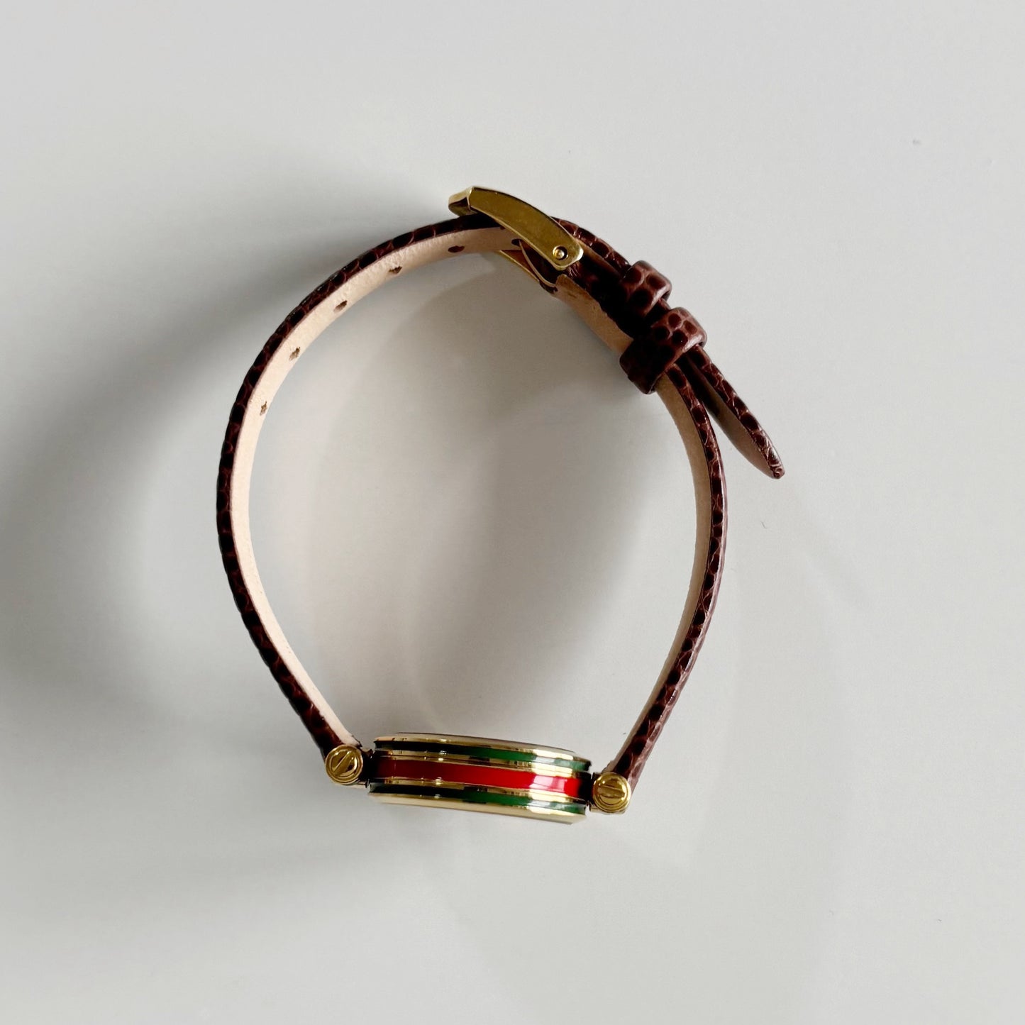 Gucci 1990s Round Dial Gold Plated Watch