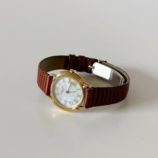 Dior 1990s Seashell Round Dial Gold-Plated Watch