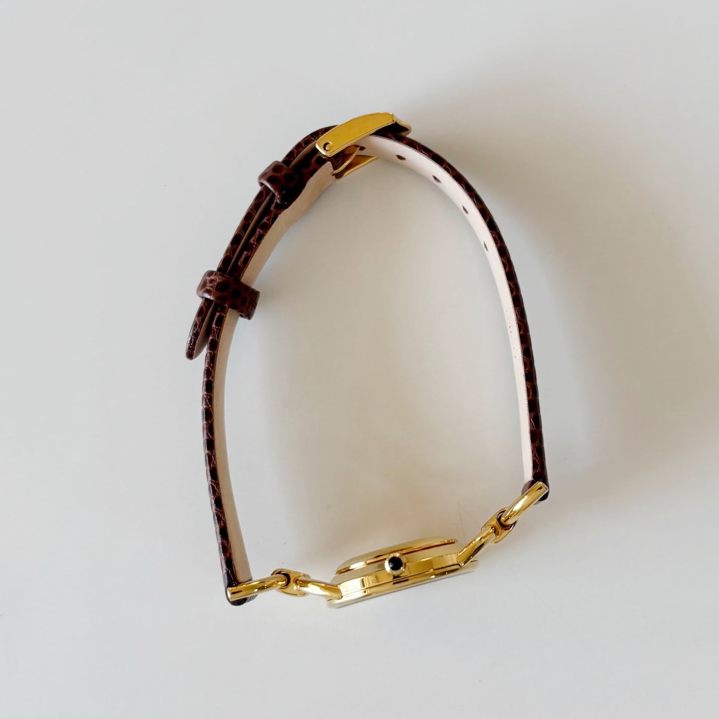 Gucci 1990s Gold Dial Gold Plated Horsebit Watch