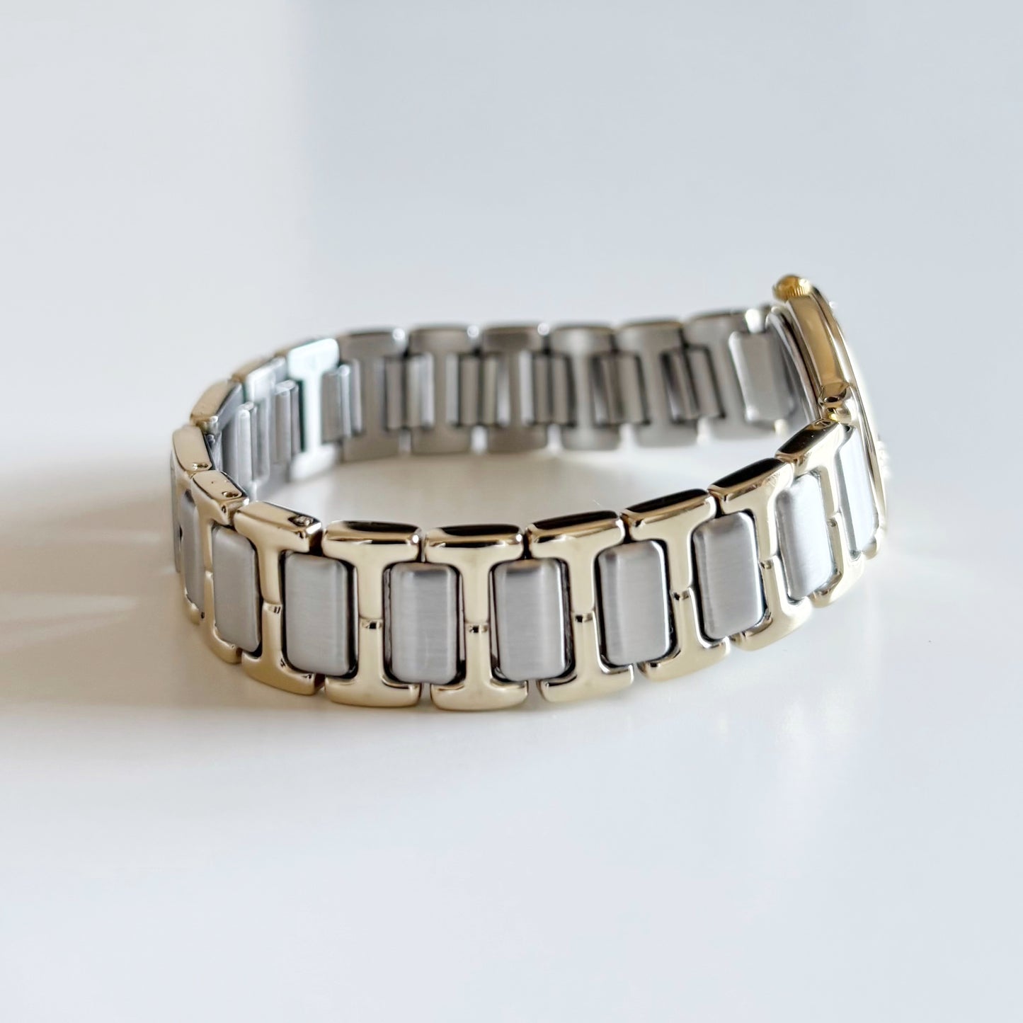 Yves Saint Laurent 1990s Black Round Dial Two Tone Watch