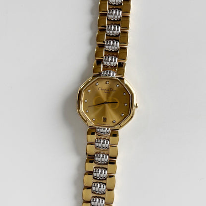 Dior 1990s Octagon Date Two Tone Gold Plated Watch (Large)