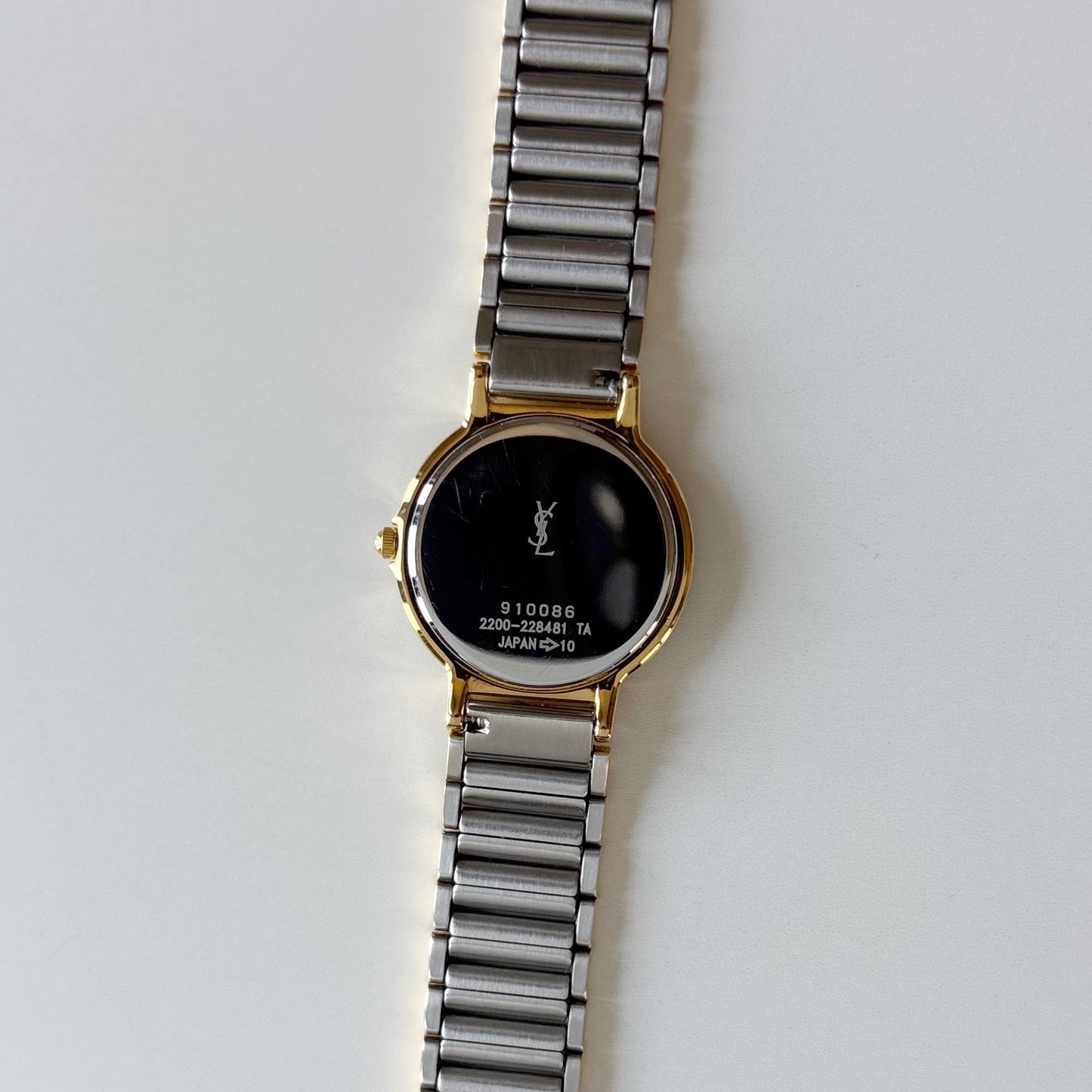 Yves Saint Laurent 1990s Round Dial Two Tone Gold Plated Watch