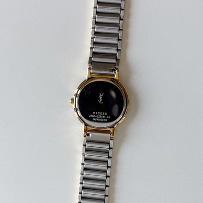 Yves Saint Laurent 1990s Round Dial Two Tone Gold Plated Watch