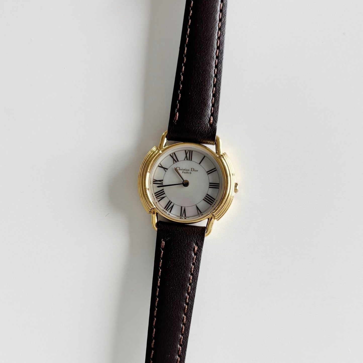 Dior 1990s Seashell Dial Gold Plated Watch