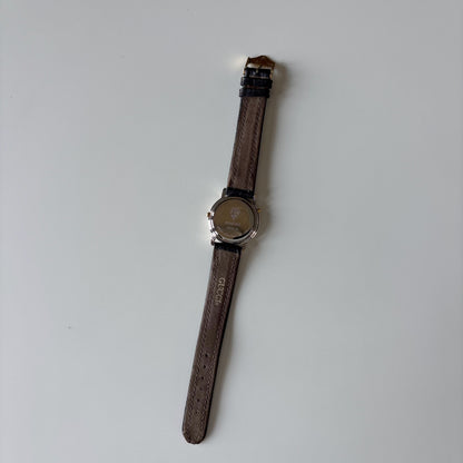 Gucci 1990s Date Black Round Dial Two Tone Watch
