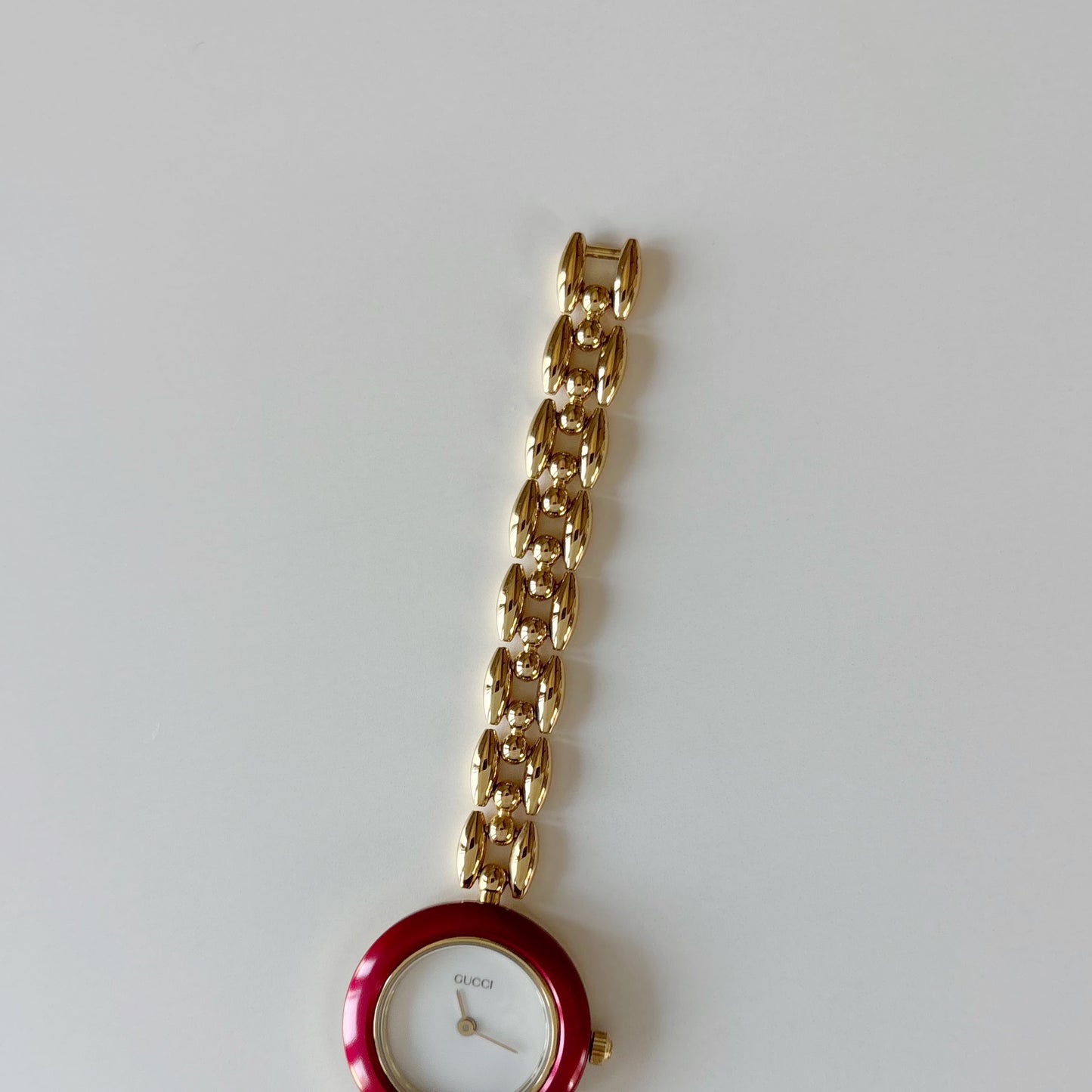 Gucci 1990s Interchangeable Bezel Gold Plated Rice Chain Watch with case, 6 bezels (160mm)