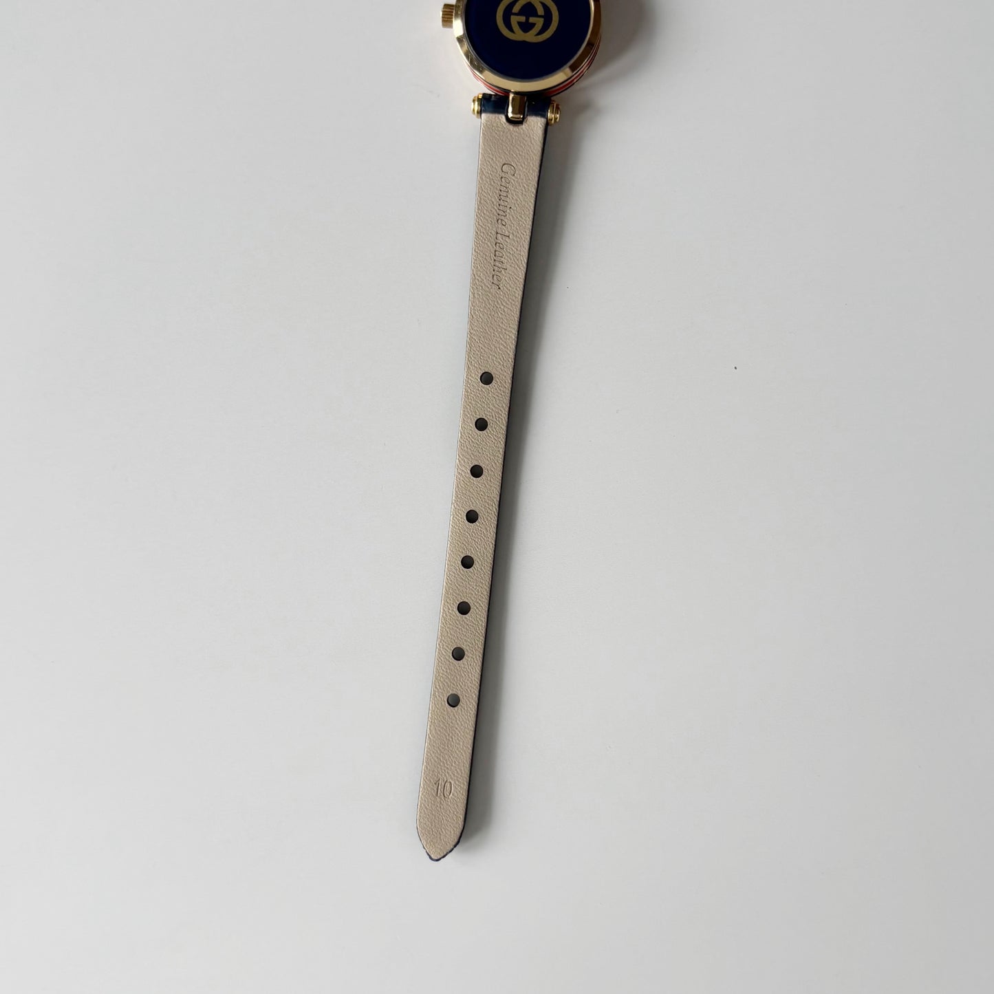 Gucci 1990s Blue Round Dial Gold Plated Watch