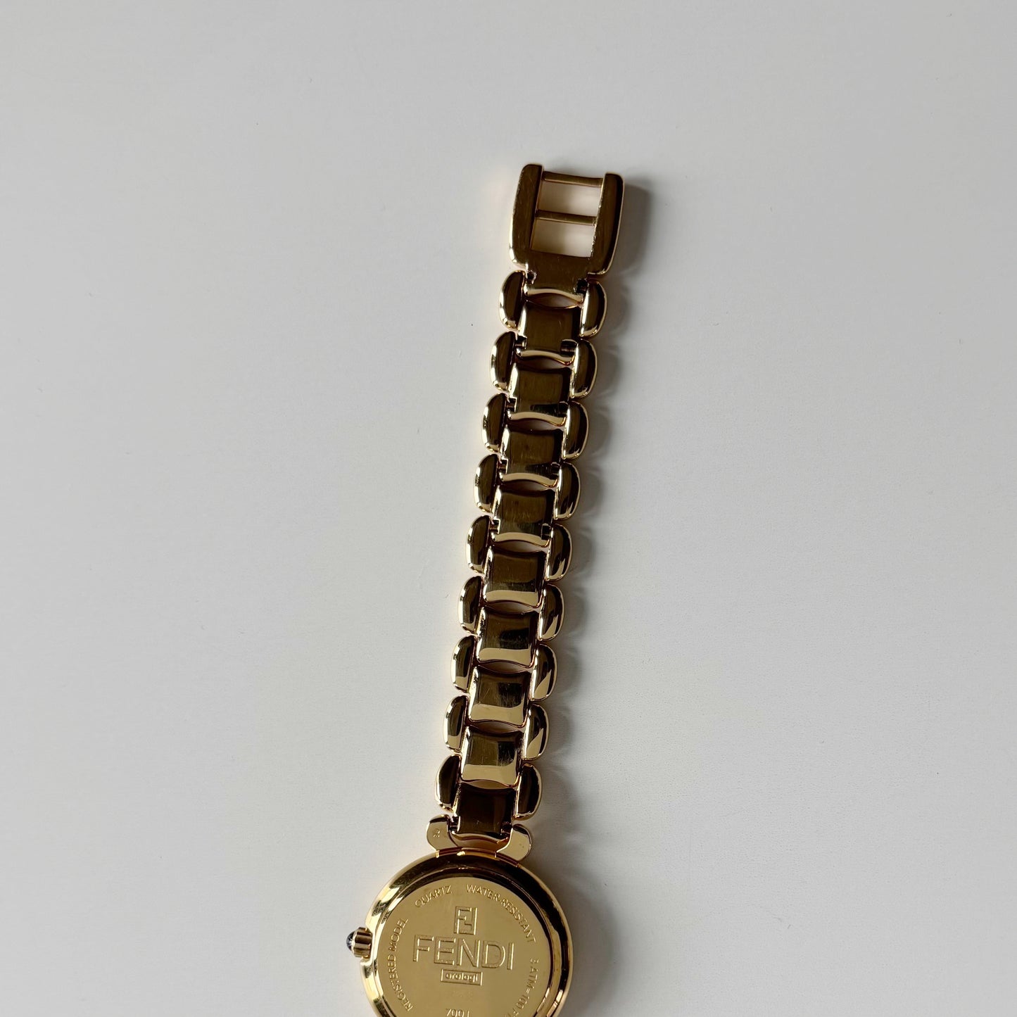 Fendi 1990s Seashell Round Dial Gold Plated Watch