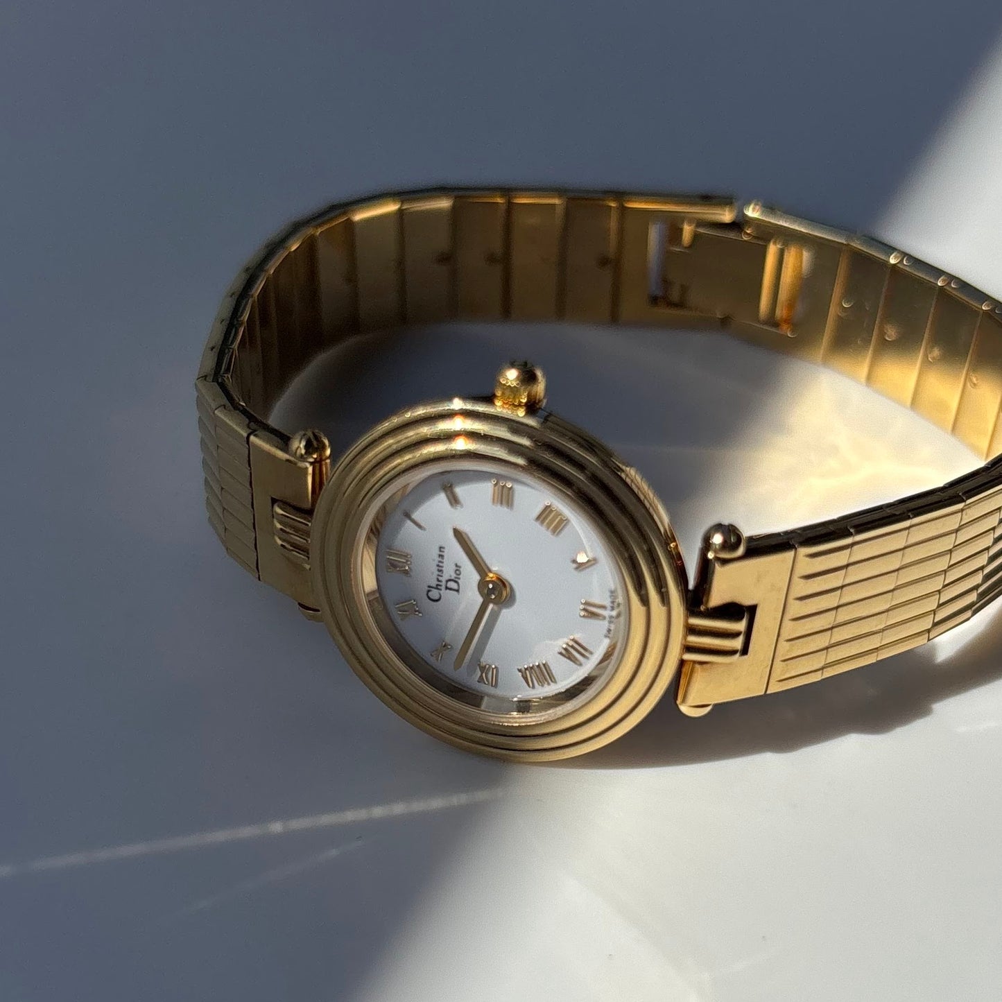 Dior 1990s Round Dial Gold Plated Watch