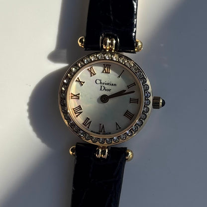 Dior 1990s Seashell Round Dial Gold Plated Watch