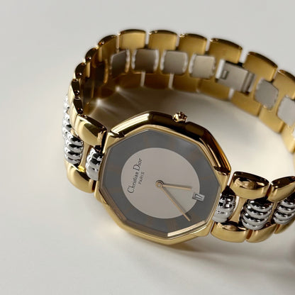 Dior 1990s Octagon Date Dial Two Tone Watch (Large) (5/31)