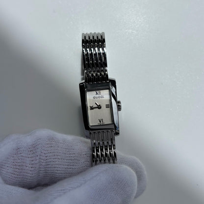 Gucci 1990s Rectangular Dial Silver Watch