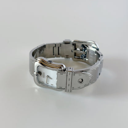 Fendi 1990s Seashell Dial Stainless steel Silver Buckle Watch