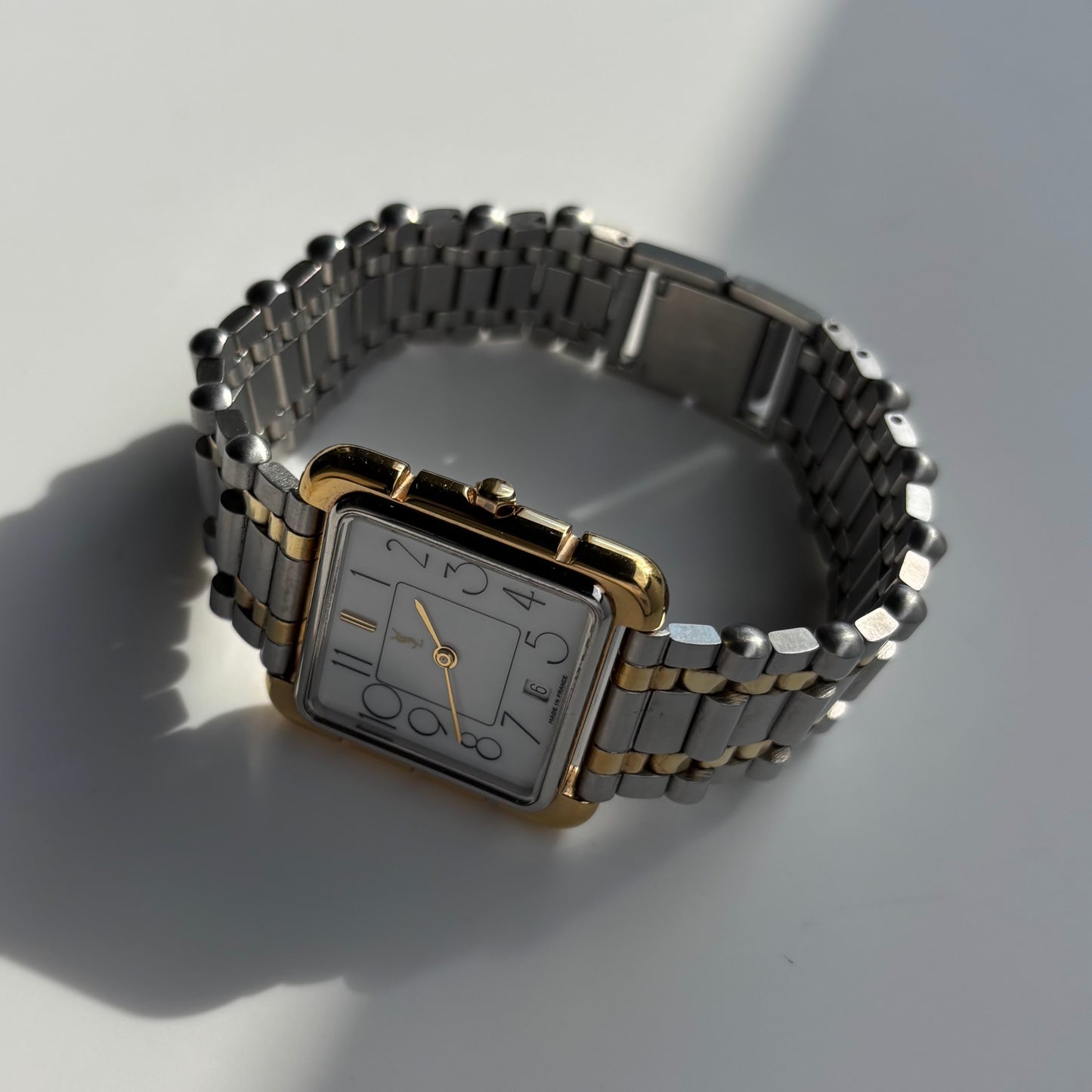 Yves Saint Laurent 1990s Square Dial Two Tone Watch