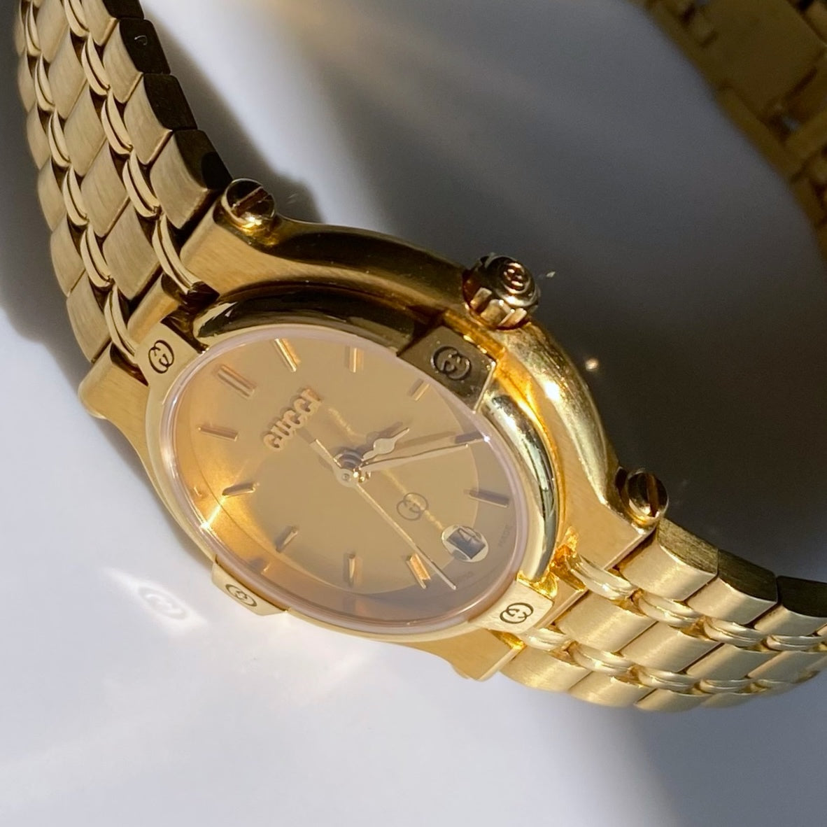Gucci 1990s Gold Plated Date Watch