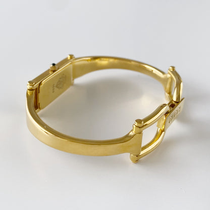 Gucci 1990s Gold Dial Gold Plated Bangle Watch