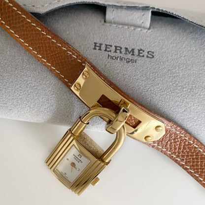 Hermes 1990s Kelly Gold Plated Watch