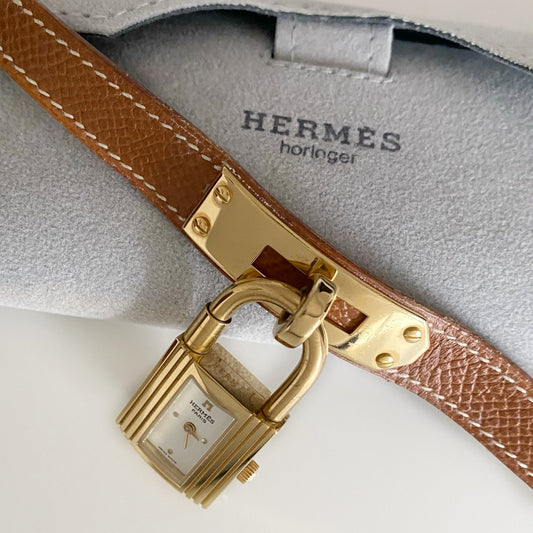 Hermes 1990s Kelly Gold Plated Watch