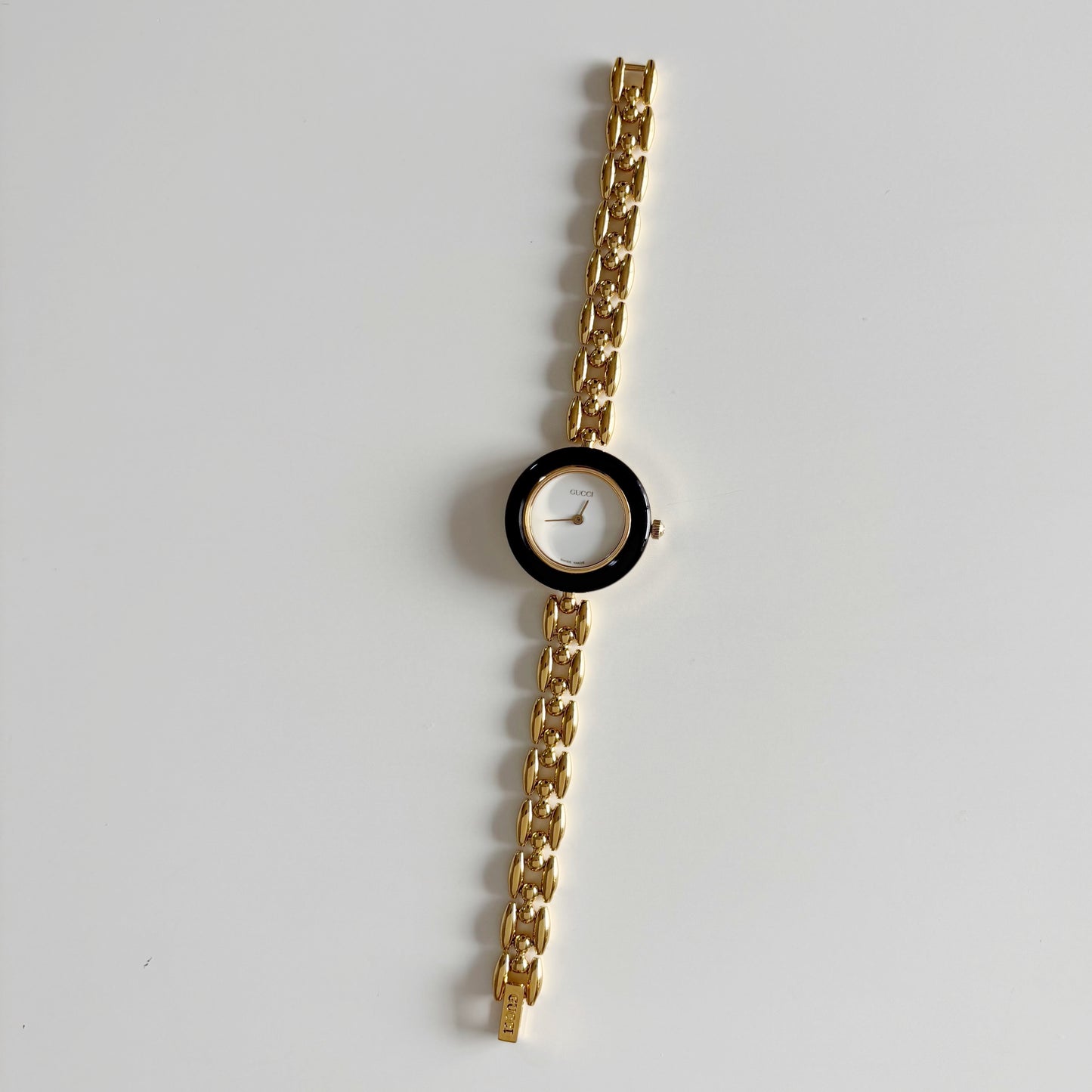Gucci 1990s Interchangeable Bezel Gold Plated Rice Chain Watch with 6 bezels, case (160mm)
