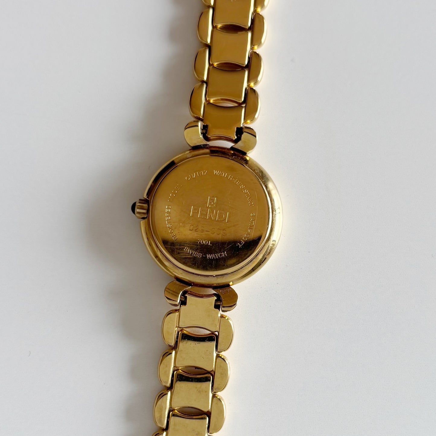 Fendi 1990s Round Dial Gold Plated Watch